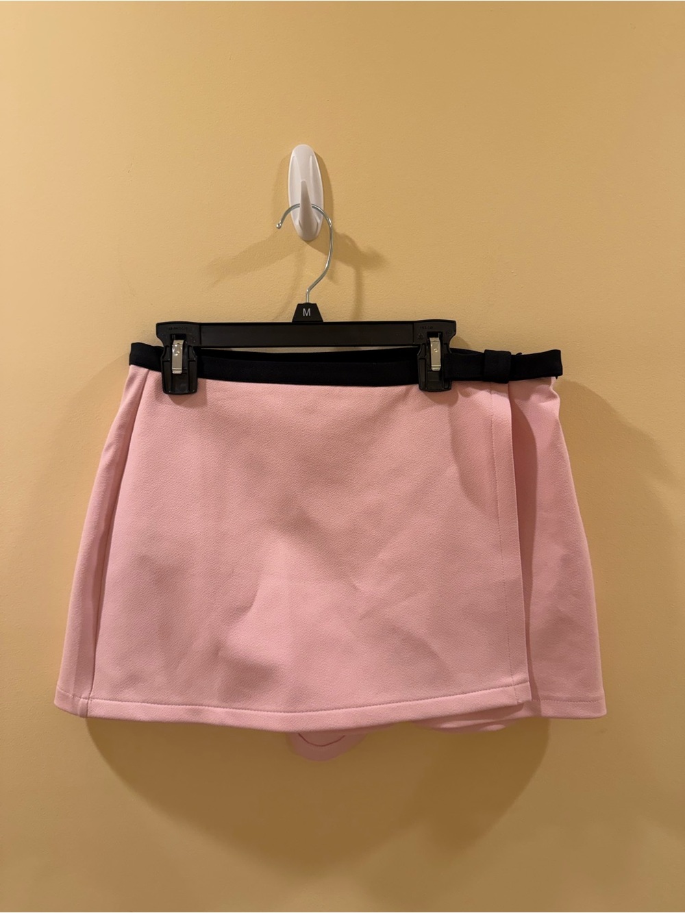 Zara Pink Dressy Shorts with Wrap Around Front and Bow on Black Waistband